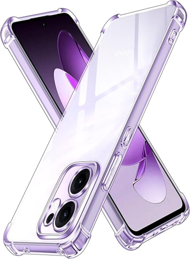 iVoler Cover for Oppo Reno 13F 5G / Oppo Reno 13 FS 5G, Shockproof Transparent Shock Absorption Case with Soft TPU Bumper, Thin Soft Silicone TPU Protective Case